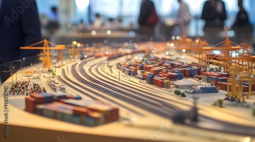 Wallpaper Mural Detailed Model of a Busy Cargo Port with Cranes and Containers Torontodigital.ca