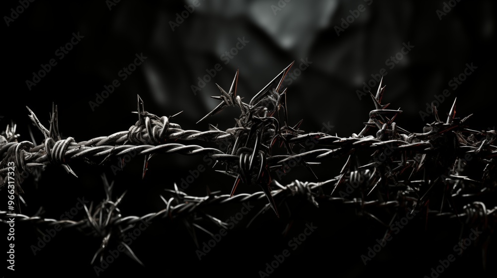 barbed wire on a black background. barbed wire on a black background.