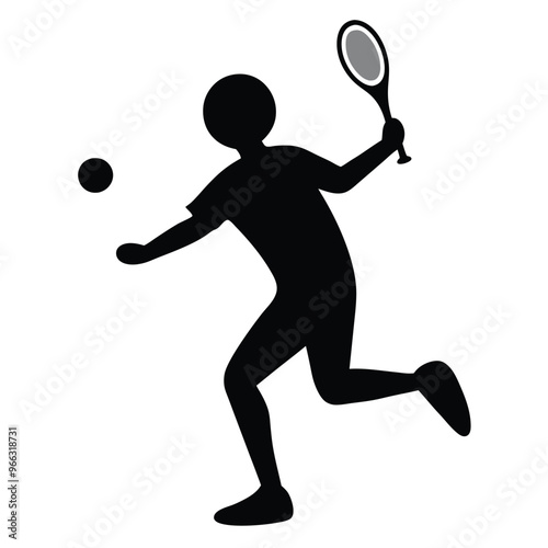 Athletic Squash Player Vector Icon.