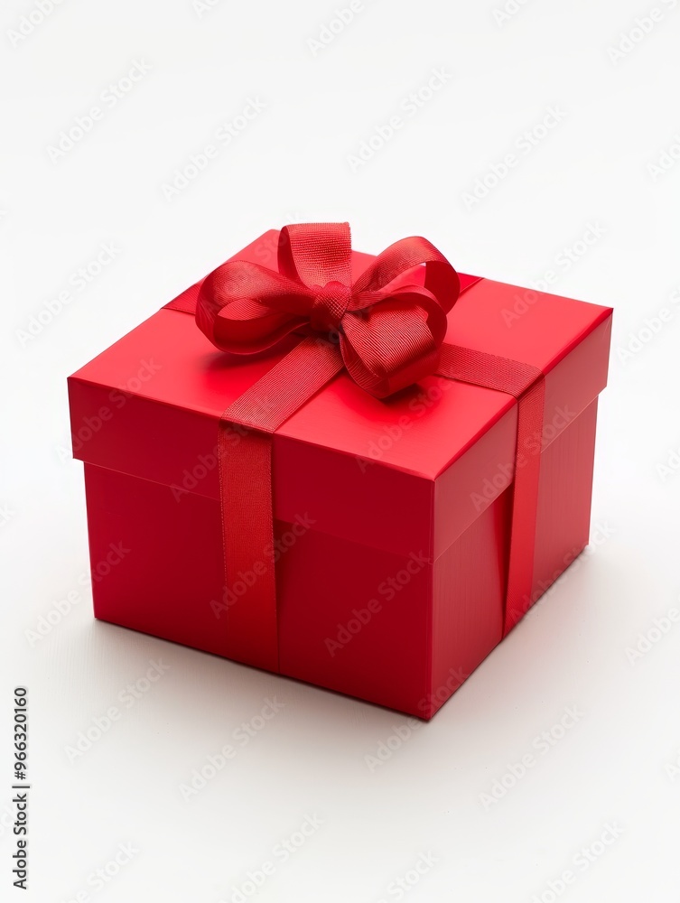 The classic combination of a red gift box with white ribbons offers a timeless appeal, suggesting a gift given with care and affection. The classic combination of a red gift box with white ribbons offers a timeless appeal, suggesting a gift given with care and affection.