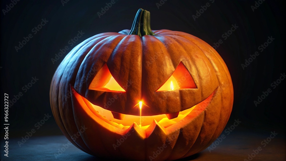 Close-Up View of a Carved Halloween Jack-o'-Lantern with Intricate Design Perfect for Seasonal Decor or Festive Events Close-Up View of a Carved Halloween Jack-o'-Lantern with Intricate Design Perfect for Seasonal Decor or Festive Events