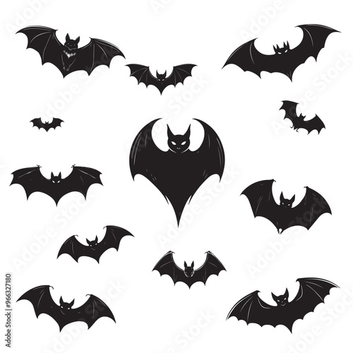  Set of bat silhouettes