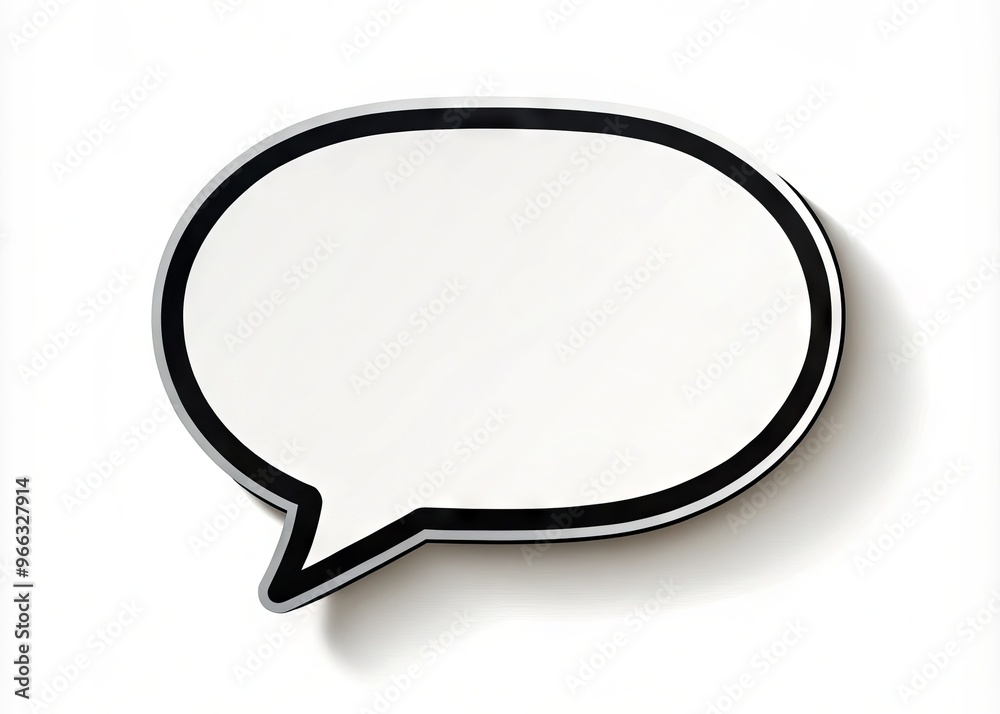 Vibrant white speech bubble with bold black outline and subtle shadow effect, floating in empty space, perfect for Vibrant white speech bubble with bold black outline and subtle shadow effect, floating in empty space, perfect for