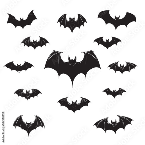  Set of bat silhouettes
