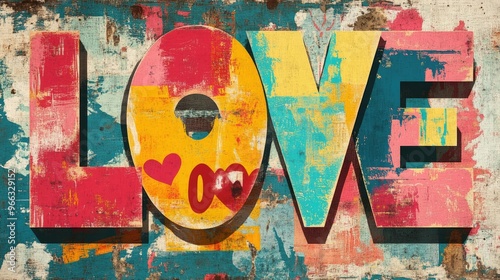 Playful illustration of love inebriation with vibrant lettering on a textured backdrop