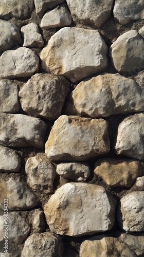 Close-up of rustic stone wall, textured surface. Architecture and design concept