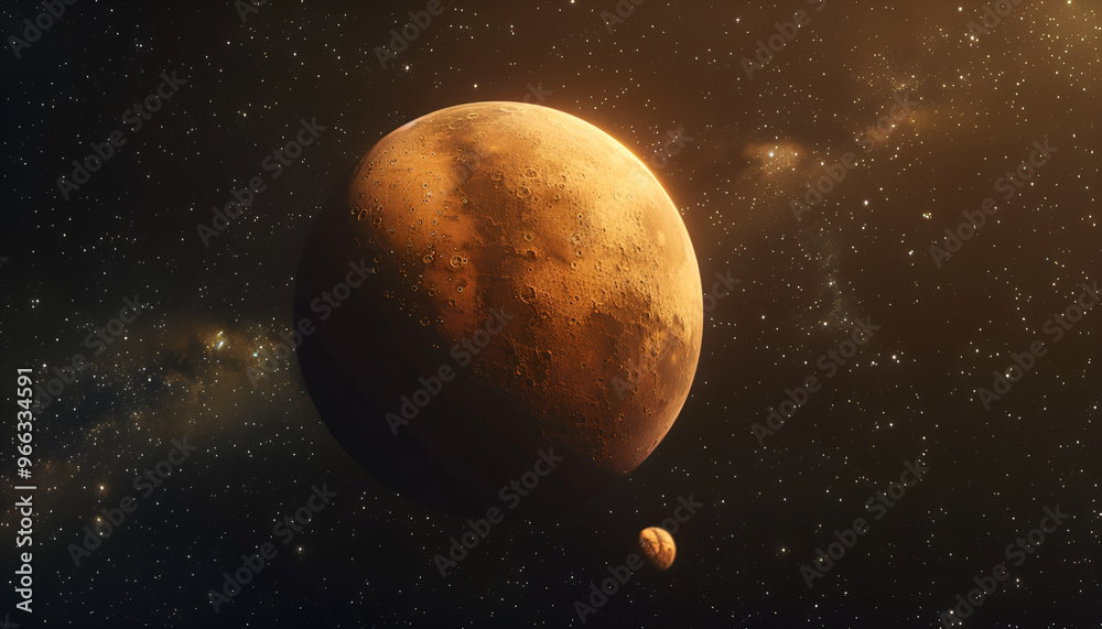 Amazing red planet Mars in deep stellar space. Journey to Mars Concept. Mars in the starry sky. Red planet in space Amazing red planet Mars in deep stellar space. Journey to Mars Concept. Mars in the starry sky. Red planet in space