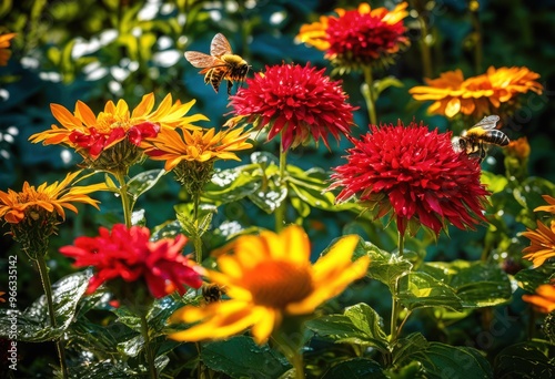 vibrant garden displaying rich variety plant shapes lush natural environment, plants, textures, colors, flowers, foliage, greenery, landscape, botanical