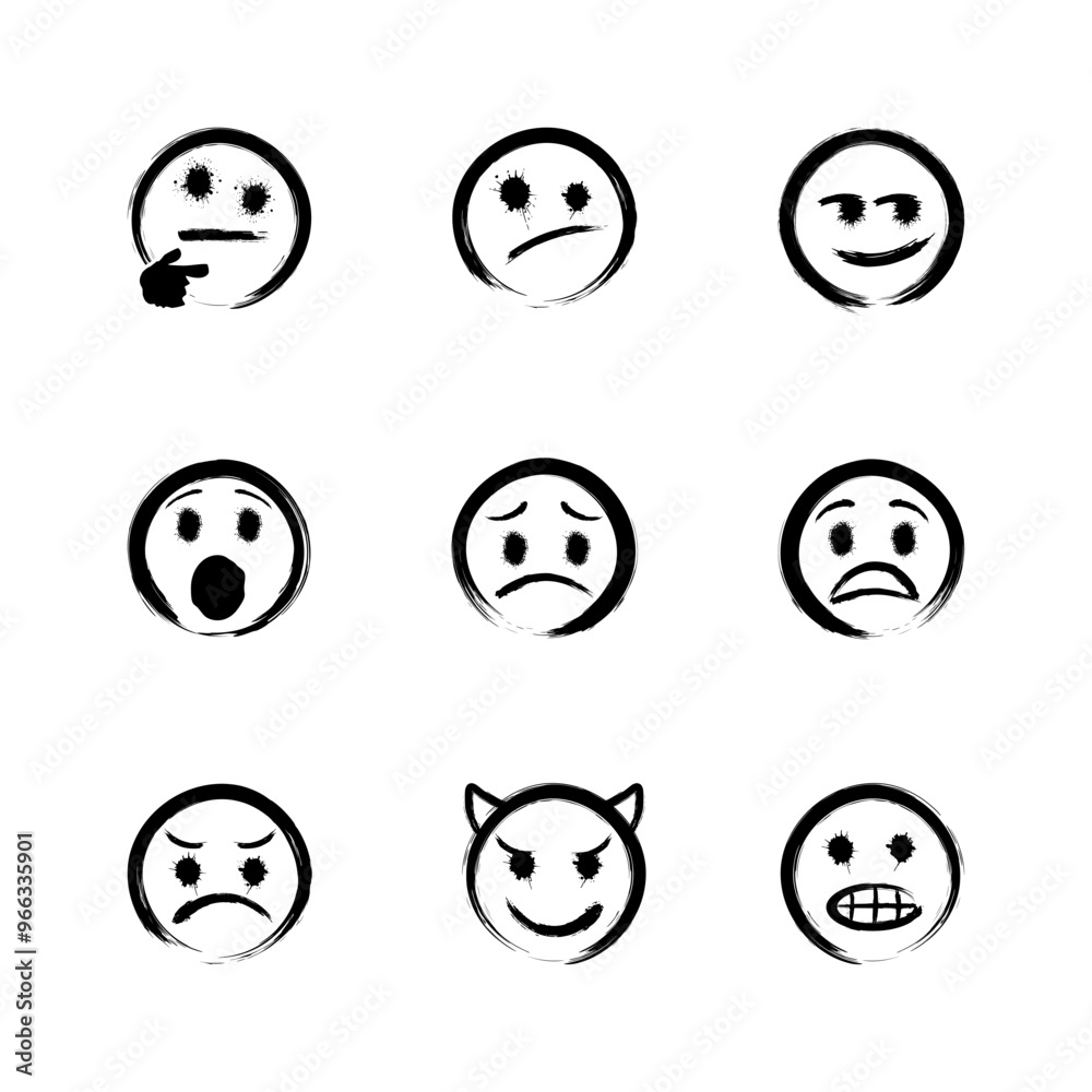 vector set of emoji icons - paintbrush style (artwork 3) vector set of emoji icons - paintbrush style (artwork 3)