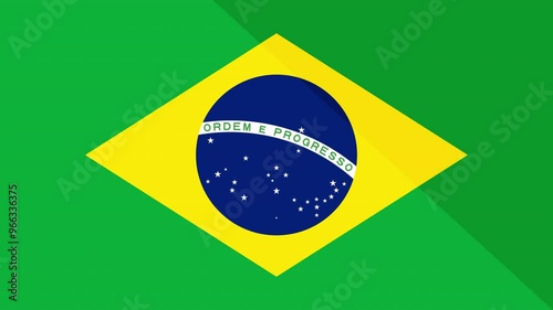 Animation of the appearance and disappearance of a flat flag 2D Brazil