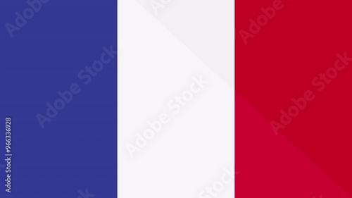 Animation of the appearance and disappearance of a flat flag 2D France