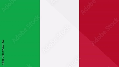 Animation of the appearance and disappearance of a flat flag 2D Italy