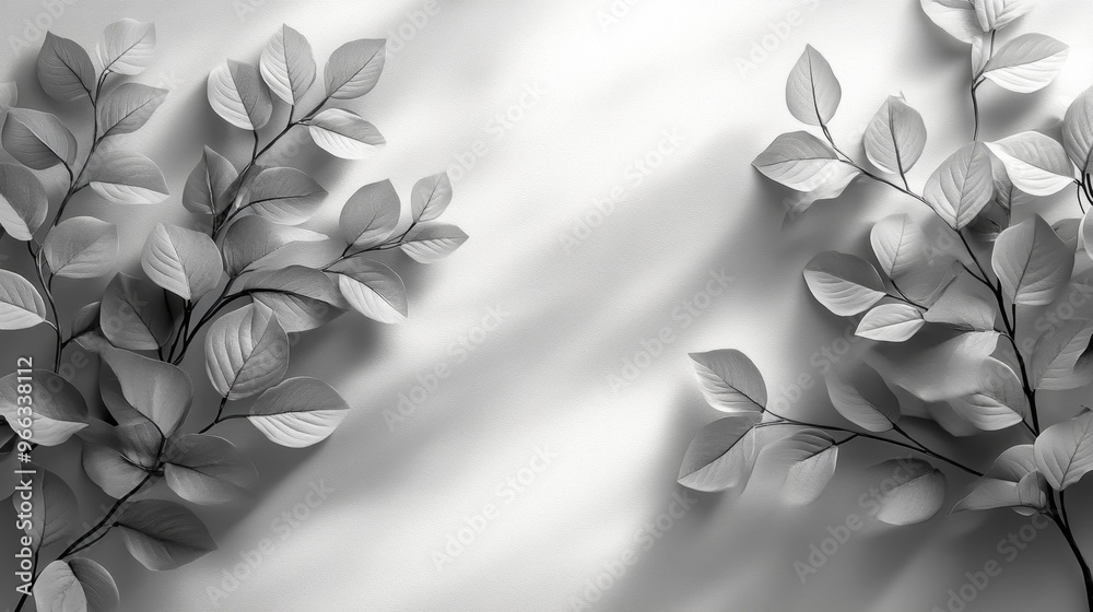 Monochrome Botanical Leaves with Soft Lighting Generative AI Monochrome Botanical Leaves with Soft Lighting Generative AI