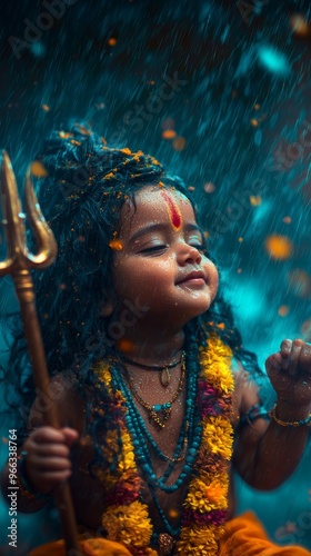 Adorable Baby Boy Dressed as Lord Shiva in Dance Pose