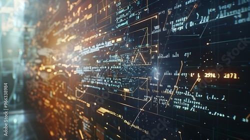 Transparent computer screen displaying complex science formulas, close-up, digital precision. 32k, full ultra hd, high resolution photo