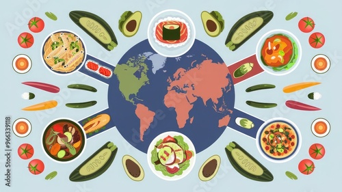 Flat Design of World Vegetarian Day Illustration to Promote Plant-Based Diets and Global Food Awareness, Featuring Vibrant Vegetables and Healthy Eating Concepts