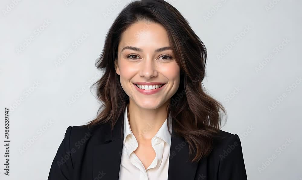 Portrait of a smiling businesswoman in a suit on a white background Portrait of a smiling businesswoman in a suit on a white background