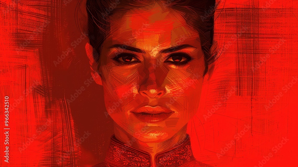 Fototapeta premium woman portrait on a red background
