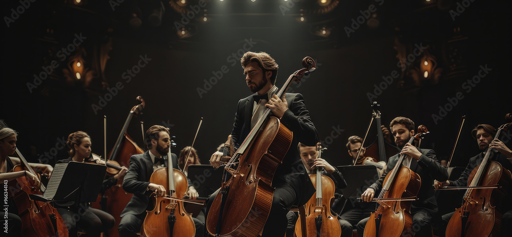 Fototapeta premium Orchestra, minimalist, aesthetics. Generative AI.