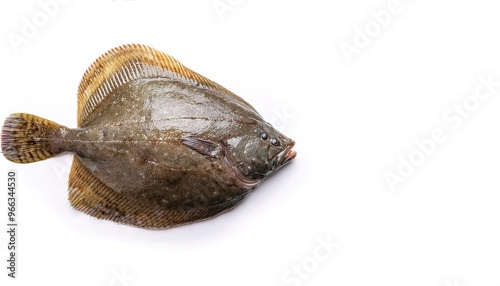 Gulf flounder - Paralichthys albigutta - is a species of saltwater flat fish that swims on its side. Their two eyes look upward when swimming. prized edible white flesh. isolated on white background photo