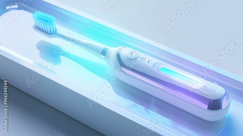 Electric Toothbrush with UV Sanitizer Under Blue Light