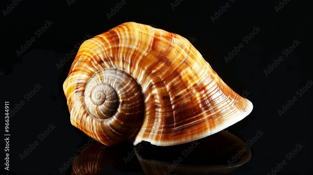Golden Mollusk Shell Isolated on Black Background Golden Mollusk Shell Isolated on Black Background
