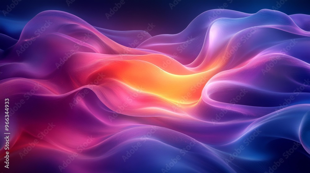 Obraz premium Colorful Flowing Fabric-Like Waves Generative AI