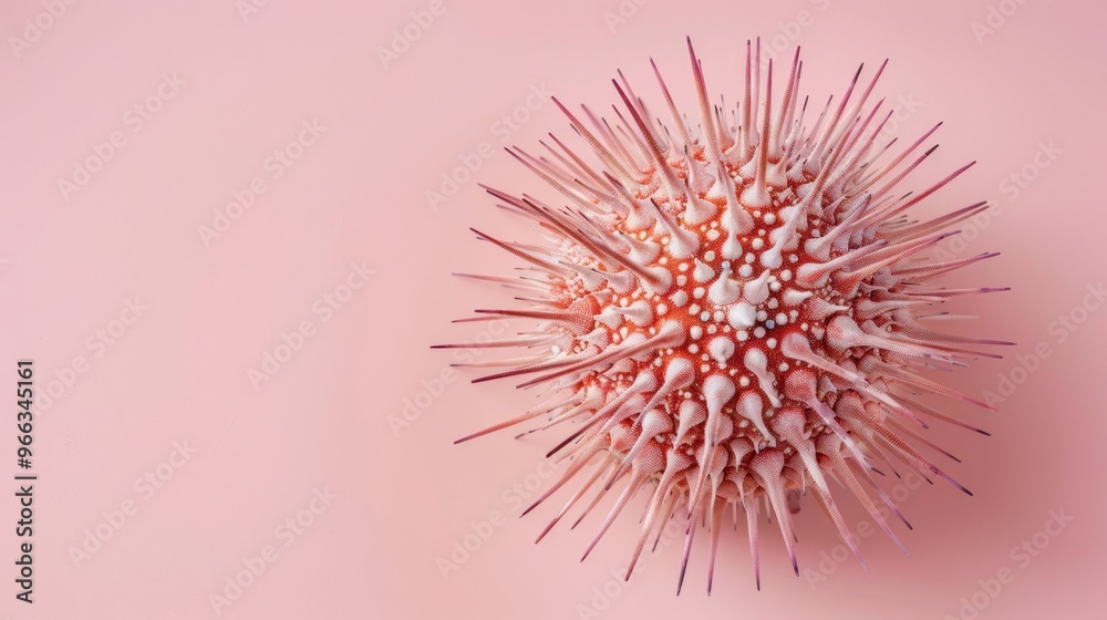 Obraz premium Isolated Sea Urchin on Pastel Pink Background