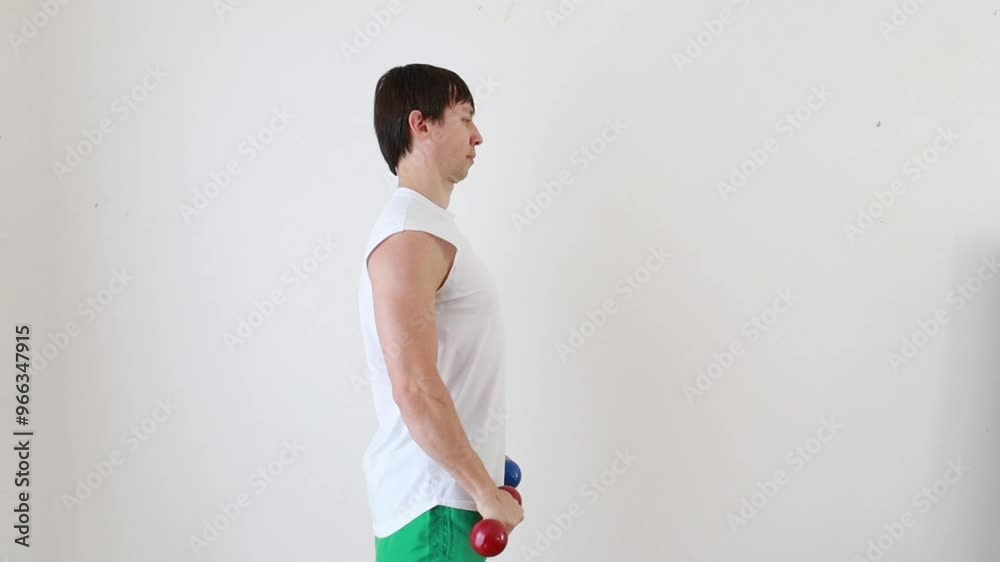 homem fazendo levantamento de peso treino em casa homem fazendo levantamento de peso treino em casa