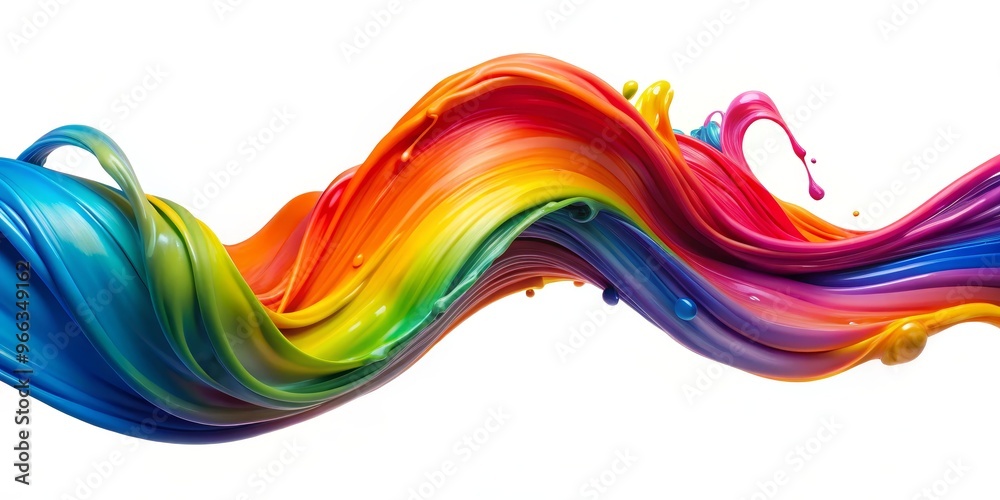 Fototapeta premium 3D Rainbow Liquid Flowing Wave, Abstract, Color, Fluid