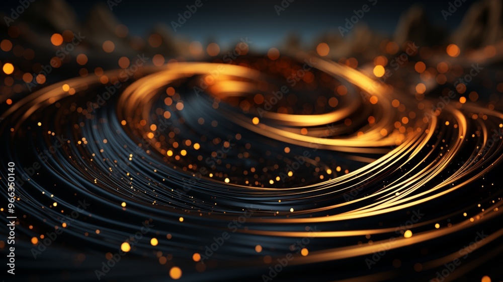 black metallic swirl particle macro background.