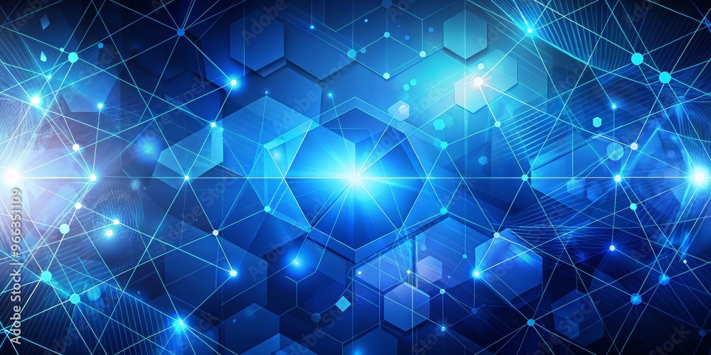 Abstract Blue Hexagon Network, Network, Data, Technology