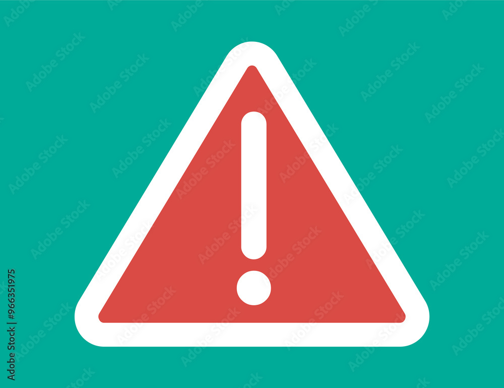 Flat design illustration. White exclamation mark in a red triangle with white border. Red triangle warning of danger. Flat design illustration. White exclamation mark in a red triangle with white border. Red triangle warning of danger.