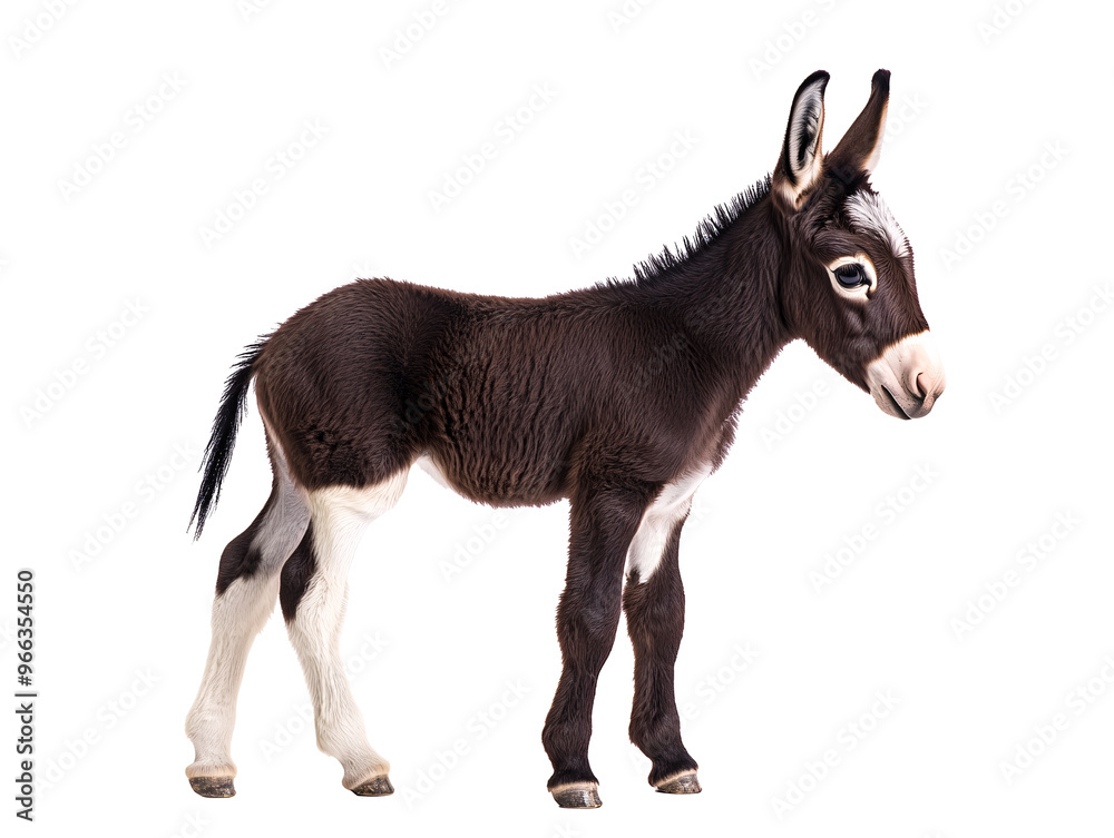 a baby donkey standing on a white background a baby donkey standing on a white background