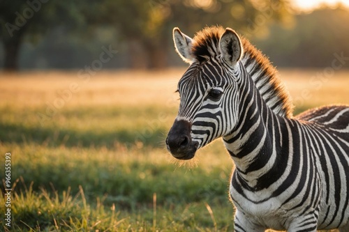 baby zebra in a grassy field photo