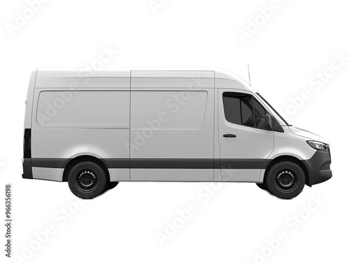 a white van with black wheels