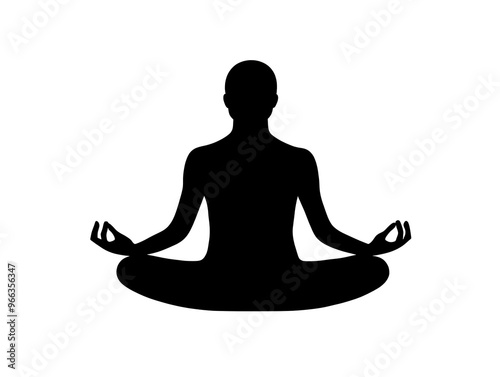 a silhouette of a person meditating