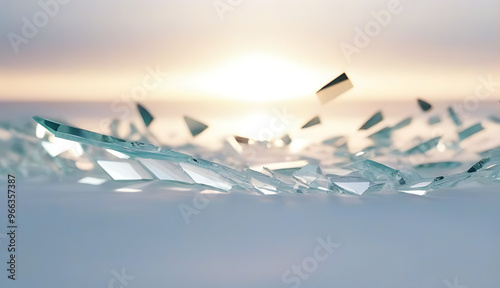 bright shattered glass texture white background image creates abstract pattern photo