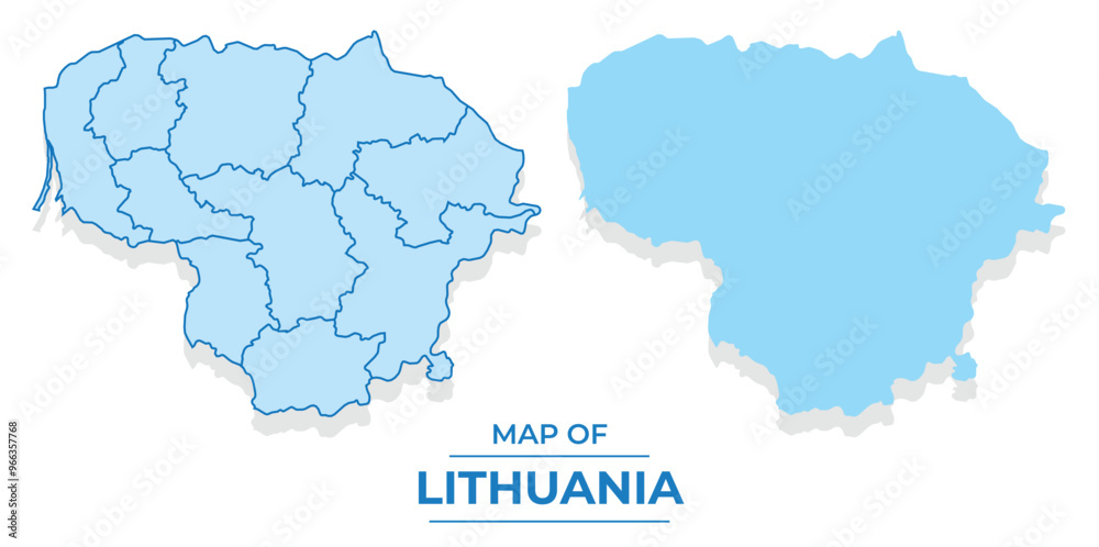 Vector Lithuania map set simple flat and outline style illustration Vector Lithuania map set simple flat and outline style illustration