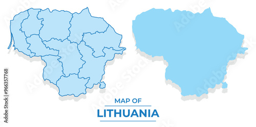 Vector Lithuania map set simple flat and outline style illustration