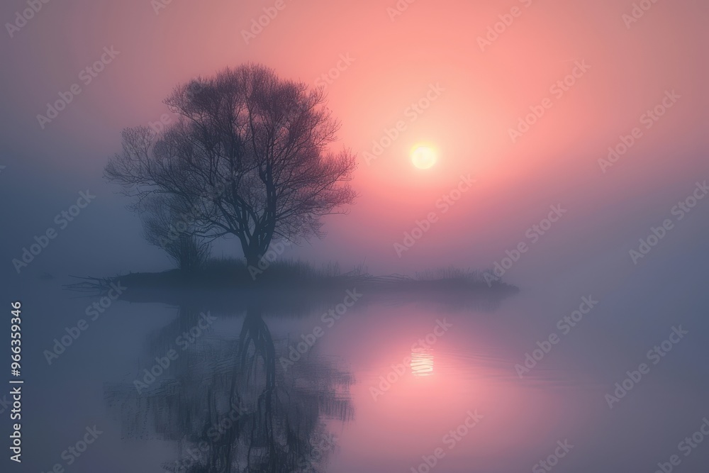 A field of flowers with a red sun in the sky, generative ai image A field of flowers with a red sun in the sky, generative ai image