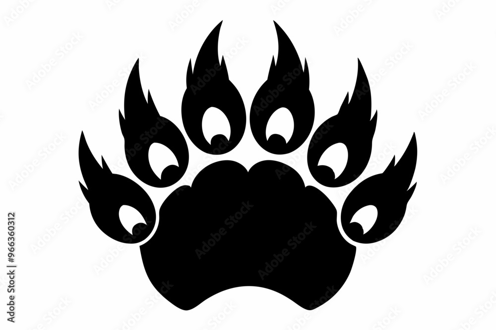 American Bear Claw Vector Silhouette, Bear Paw Black Clip art Vector American Bear Claw Vector Silhouette, Bear Paw Black Clip art Vector