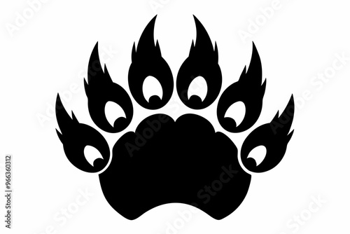 American Bear Claw Vector Silhouette, Bear Paw Black Clip art Vector