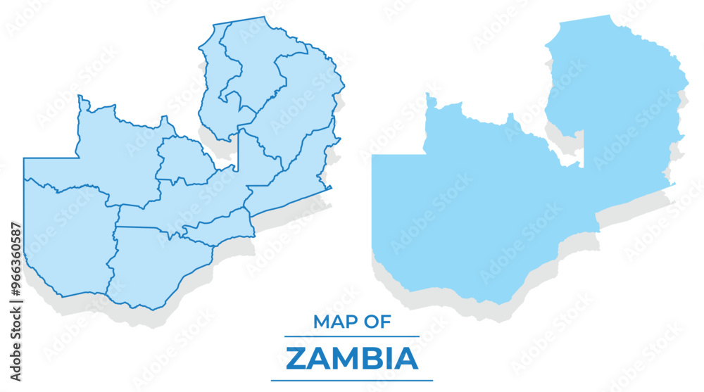 Vector Zambia map set simple flat and outline style illustration Vector Zambia map set simple flat and outline style illustration