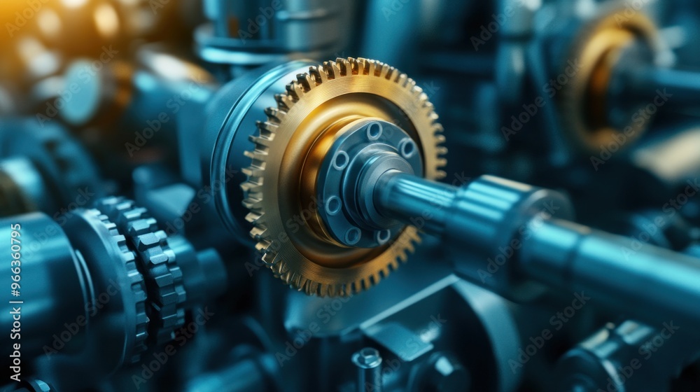 Fototapeta premium Intricate Precision: A Close-up of Complex Industrial Machinery