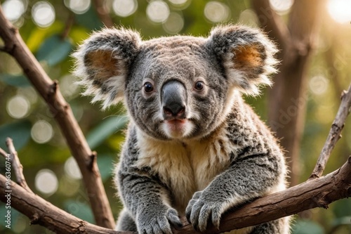 cute koala on tree branch