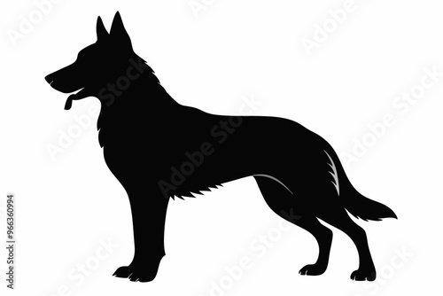 German Shepherd Dog Silhouette Vector, German Shepherd dog in different poses isolated on white background.