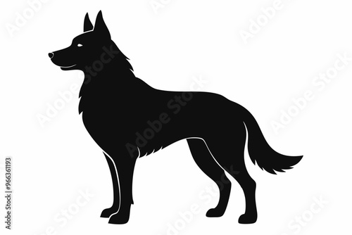 German Shepherd Dog Silhouette Vector, German Shepherd dog in different poses isolated on white background.