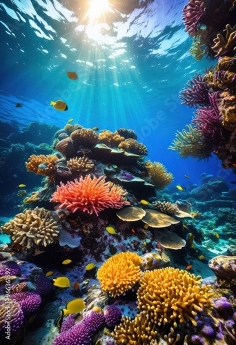 vibrant underwater landscapes showcasing colorful marine life diverse sea creatures lively ocean ecosystem, coral, fish, reef, aquatic, biodiversity, habitat