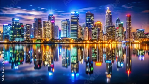 Breathtaking City Skyline at Night Showcasing Glowing Lights and Reflections for Urban Photography and Inspiration